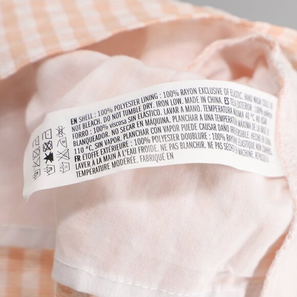 ENGLISH FACTORY Tie Detailed Gingham Shirring Top Long Sleeves Blush Pink Size L - Picture 10 of 10